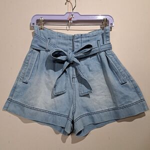 Easel Shorts Womens Large Blue Tie Belt Cotton Anthropologie